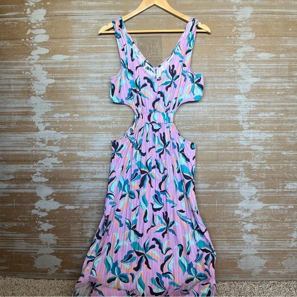 Anthropologie Maeve Cut Out Botanical Maxi Dress Floral Boho Beachy Womens L - Picture 2 of 7